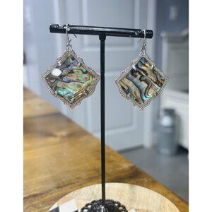 Kendra Scott Kirsten Earrings Silver And Abalone Shell